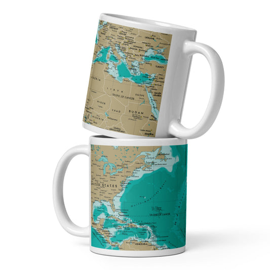 Turquoise Map Mug (2 sizes)