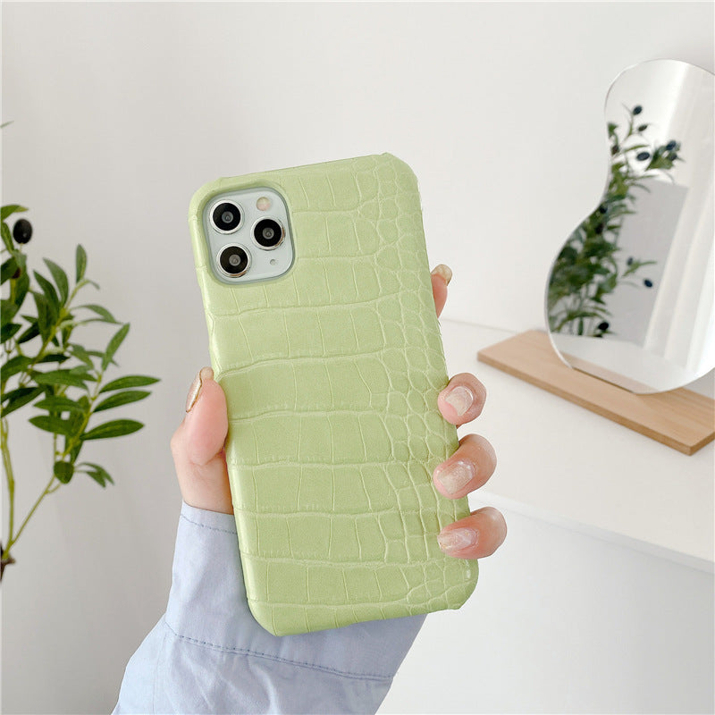 green croco leather look iphone 13 case 