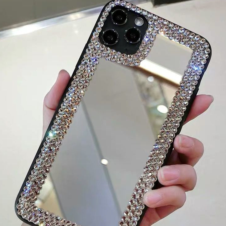iphone 13 rhinestone mirror case bling