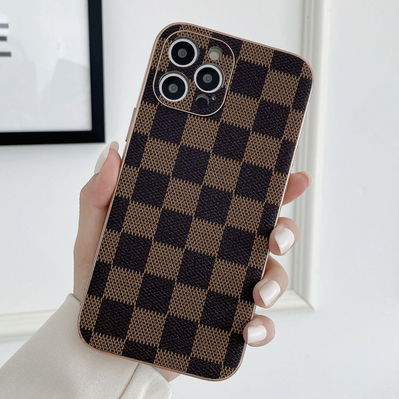 iphone 13 case checkerboard brown