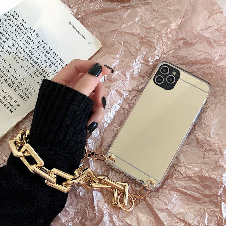 chain bracelet gold iphone 13 mirror case