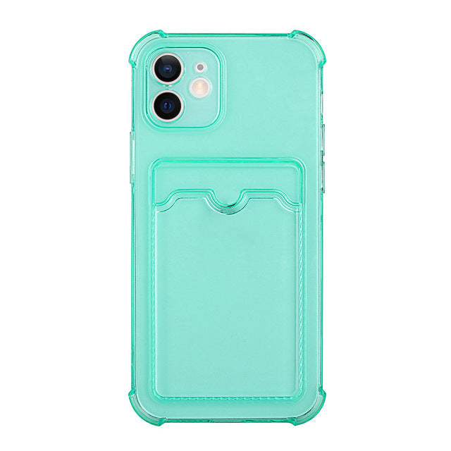 iphone 13 clear green case credit card slot