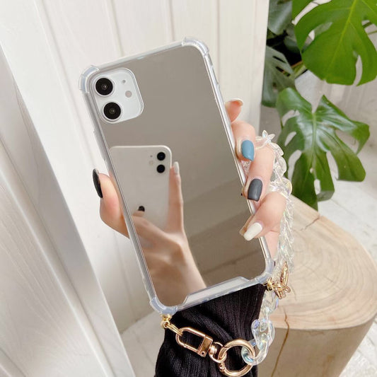 silver mirror white chain bracelet iphone 13 case