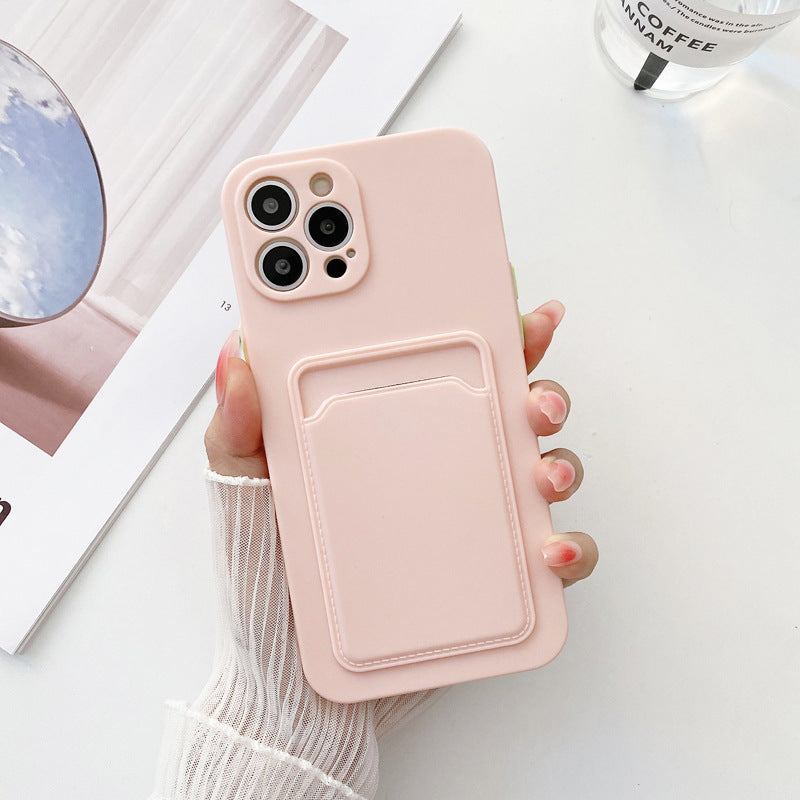 liquid silicone card slot iphone 13 case pink