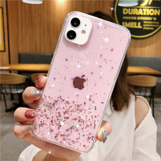 clear pink glitter iphone 13 case