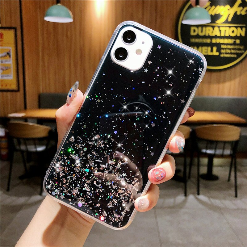 black  glitter iphone 13 case