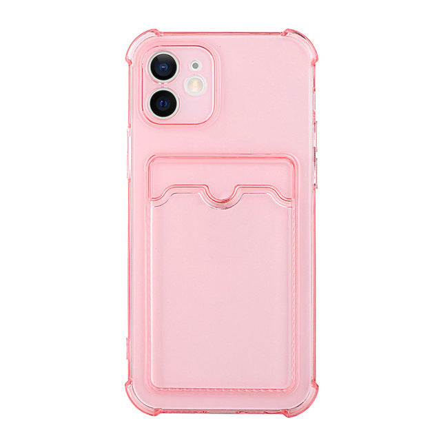 iphone 13 clear pink case credit card slot