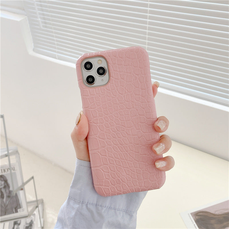 pink croco leather look iphone 13 case 