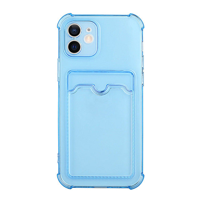 iphone 13 clear blue case credit card slot
