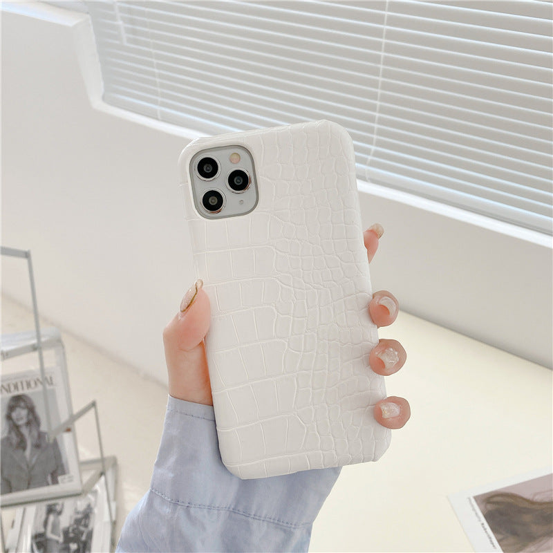 croco leather look iphone 13 case white