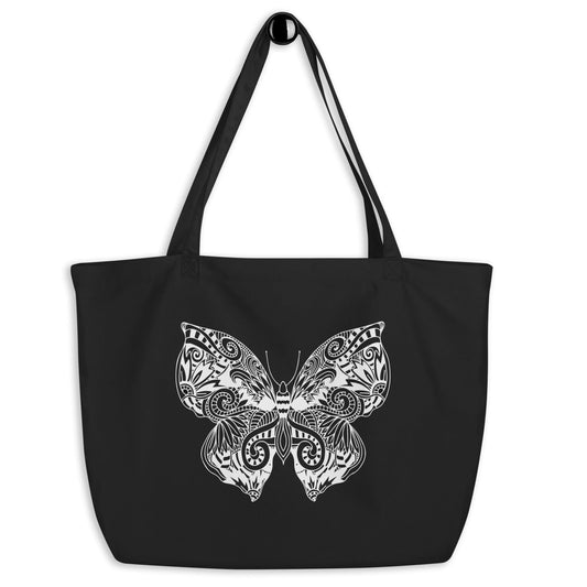 Butterfly Bow Large Organic Cotton Large Tote Bag 🌱